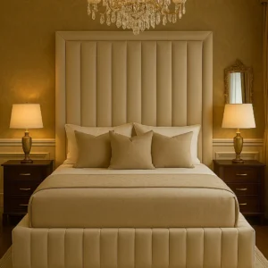 Royal Velvet Wingback Platform Bed - 70" High Headboard - Image 3
