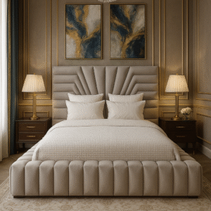 The Azure Royale – Luxury Velvet Panel Bed - Image 4